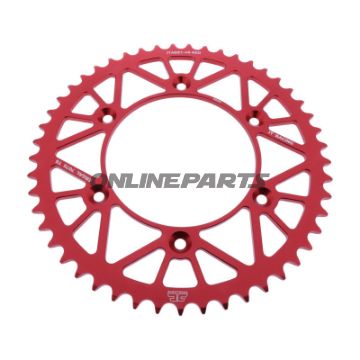 BAGHJUL ALUMINIUM 49 TANDAFSTAND 520 RØD JT INDVENDIG DIAMETER 125 BOLTAFSTAND 150