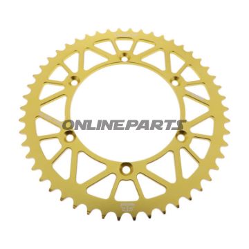 BAGESTE TANDHJUL ALUMINIUM 50 TANDHØJDE 520 GULD JT INDVENDIG DIAMETER 134 BOLT AFSTAND 150