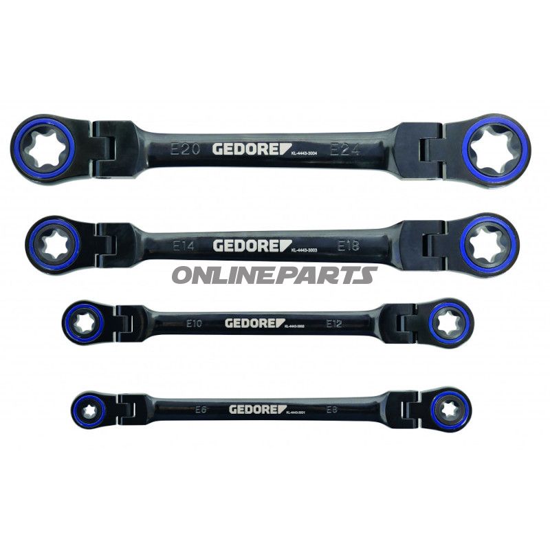 Ringnøglesæt med dobbeltled E-Torx