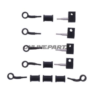 FLETTET STÅL BREMSESLANGE KIT FITTINGS SORT 5 DELE