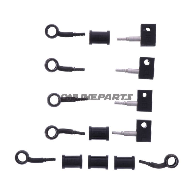 FLETTET STÅL BREMSESLANGE KIT FITTINGS SORT 5 DELE