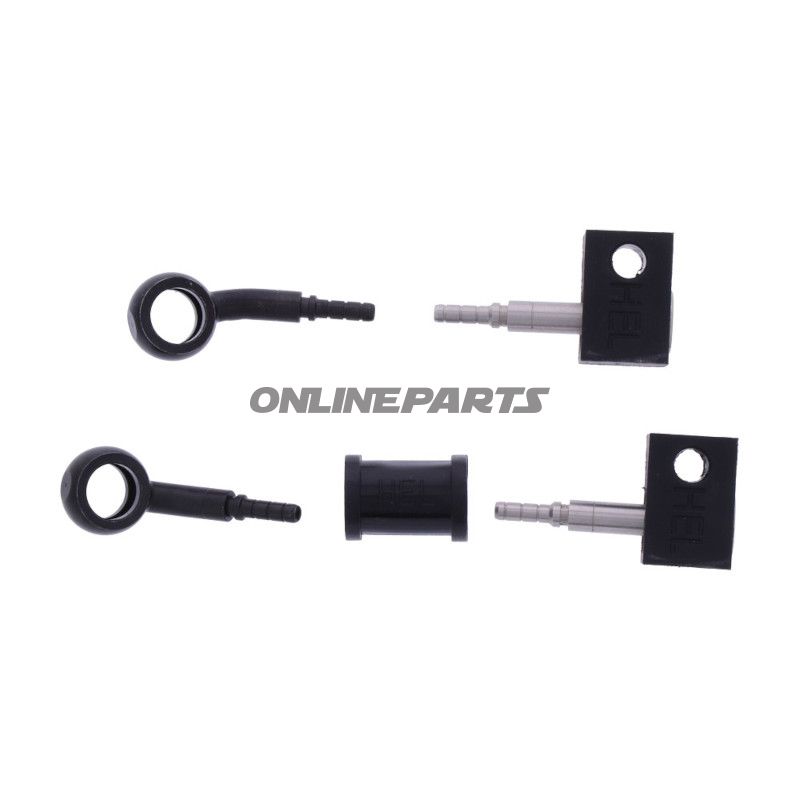 FLETTET STÅL BREMSESLANGE KIT FITTINGS SORT 2 DELE