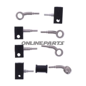 FLETTET STÅL BREMSESLANGE KIT FITTINGS SØLV 4 DELE