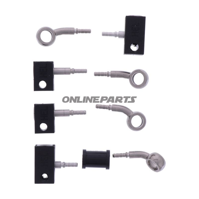 FLETTET STÅL BREMSESLANGE KIT FITTINGS SØLV 4 DELE