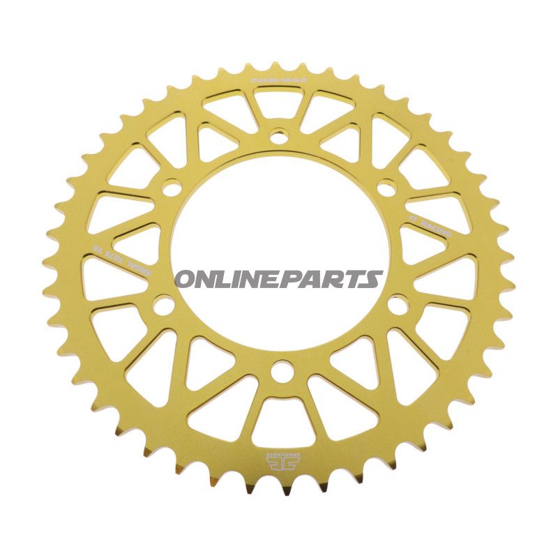 BAGESTE TANDHJUL ALUMINIUM 46 TANDHØJDE 520 GULD JT INDVENDIG DIAMETER 110 BOLTAFSTAND 130