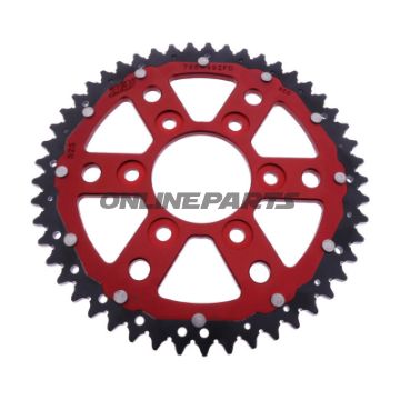 BAGHJUL DOBBELT 49 TANDHØJDE 525 RØD ZF INDVENDIG DIAMETER 073 BOLTAFSTAND 103