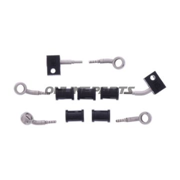 FLETTET STÅL BREMSESLANGE KIT FITTINGS SØLV 3 DELE