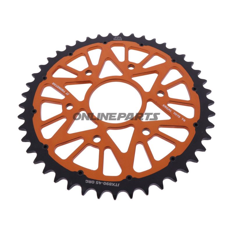 Bagtandhjul Twinstar 45Z deling 520 orange JT indvendig diameter 063 boltcirkel 110