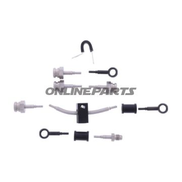 FLETTET STÅL BREMSESLANGE KIT FITTINGS SORT 5 DELE