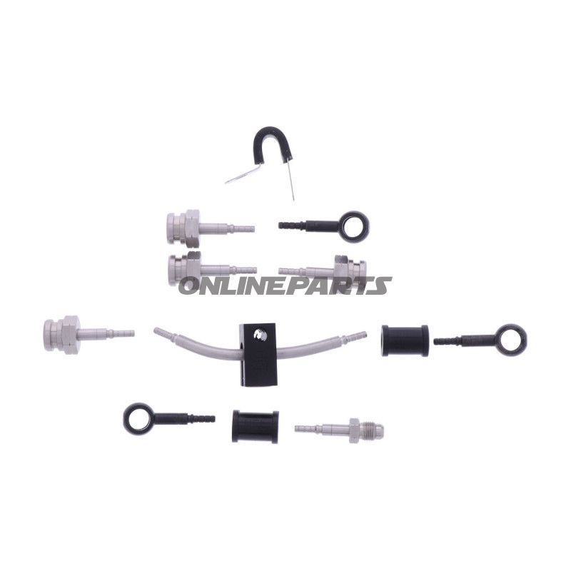 FLETTET STÅL BREMSESLANGE KIT FITTINGS SORT 5 DELE