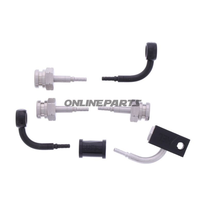 FLETTET STÅL BREMSESLANGESÆT FITTINGS SORT 3 DELE