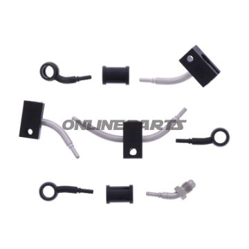 FLETTET STÅL BREMSESLANGE KIT FITTINGS SORT 4 DELE