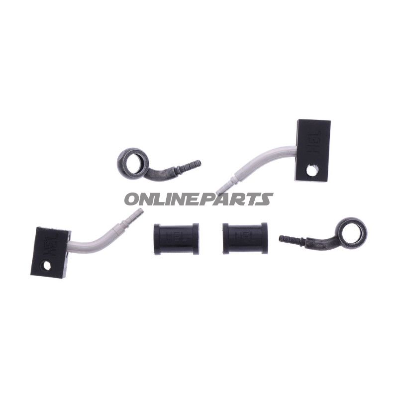 FLETTET STÅL BREMSESLANGE KIT FITTINGS SORT 2 DELE