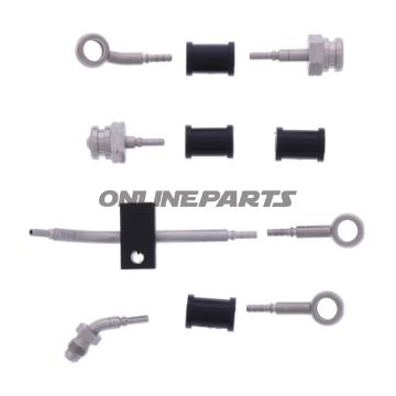 FLETTET STÅL BREMSESLANGE KIT FITTINGS SØLV 4 DELE