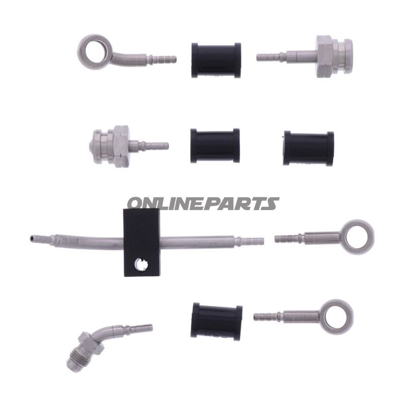 FLETTET STÅL BREMSESLANGE KIT FITTINGS SØLV 4 DELE