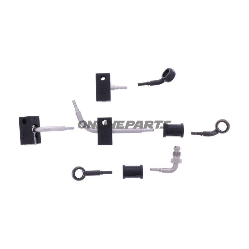 FLETTET STÅL BREMSESLANGE KIT FITTINGS SORT 4 DELE