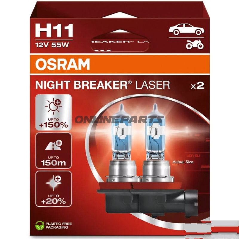 LAMPE H11 DUO 12V55W OSR NIGHT BREAKER LASER