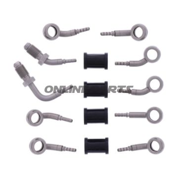 FLETTET STÅL BREMSESLANGE KIT FITTINGS SØLV 5 DELE