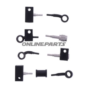 FLETTET STÅL BREMSESLANGE KIT FITTINGS SORT 4 DELE