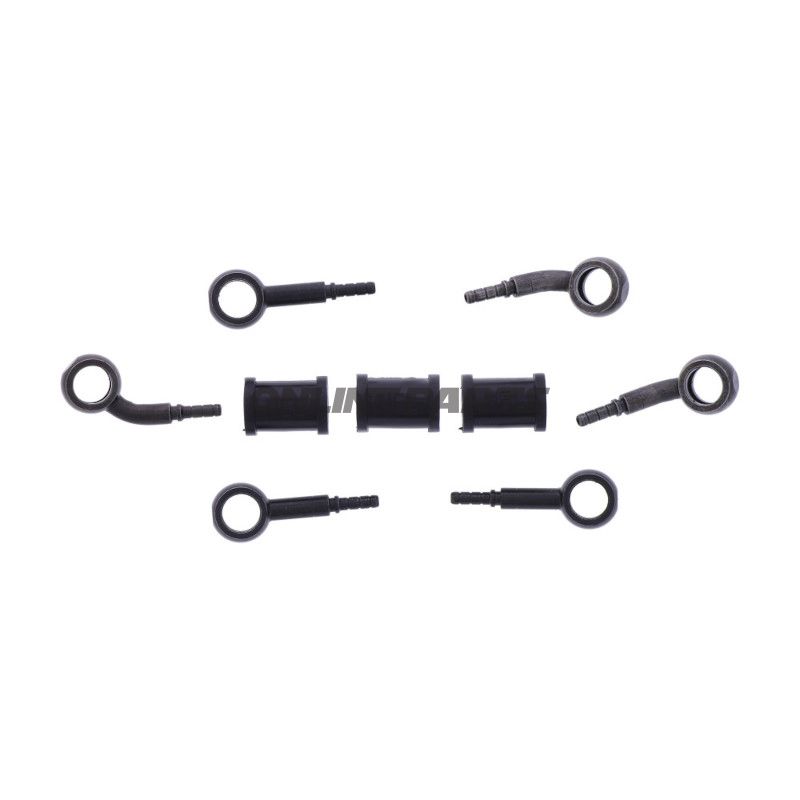 FLETTET STÅL BREMSESLANGESÆT FITTINGS SORT 3 DELE