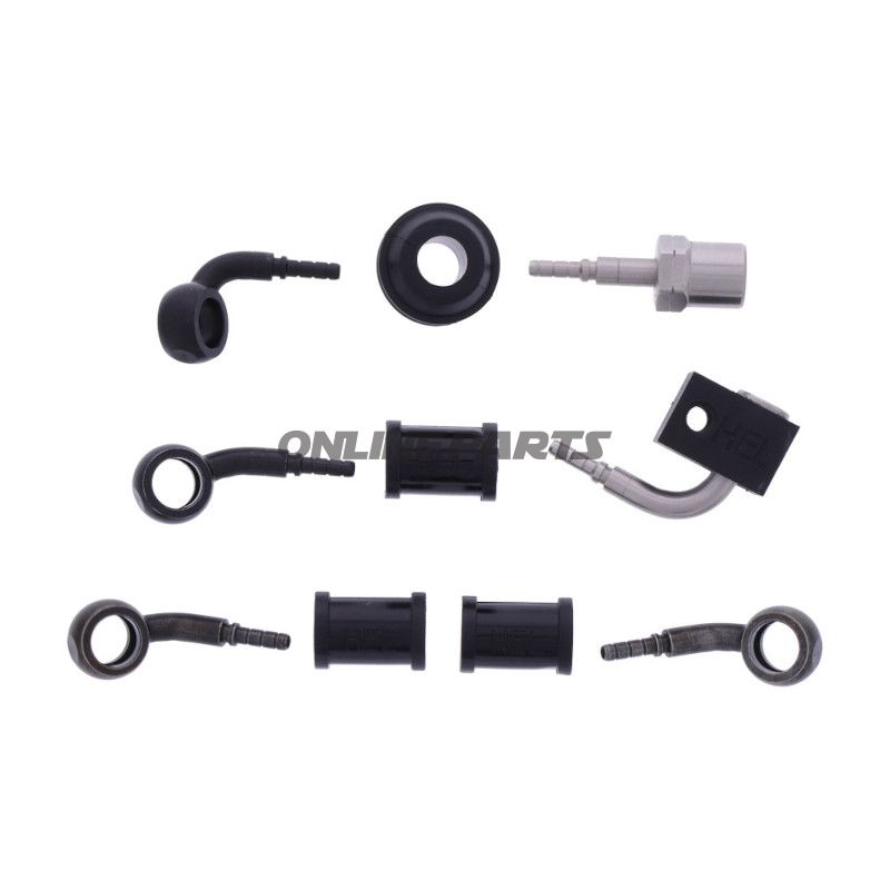 FLETTET STÅL BREMSESLANGESÆT FITTINGS SORT 3 DELE