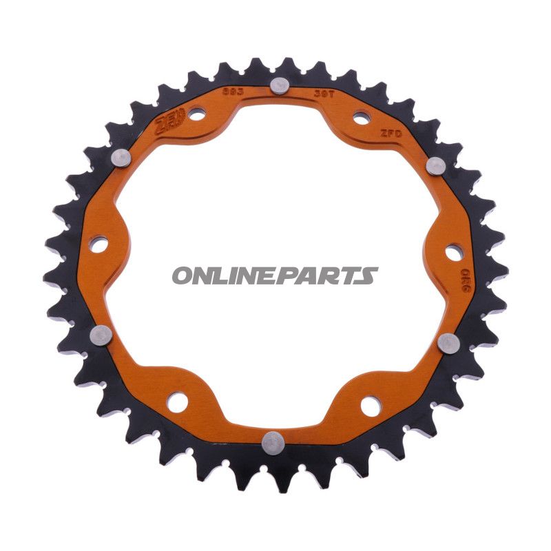 Tandhjul Dual 39T Pitch 525 orange ZF Indvendig diameter 153 Bolt cirkel 155