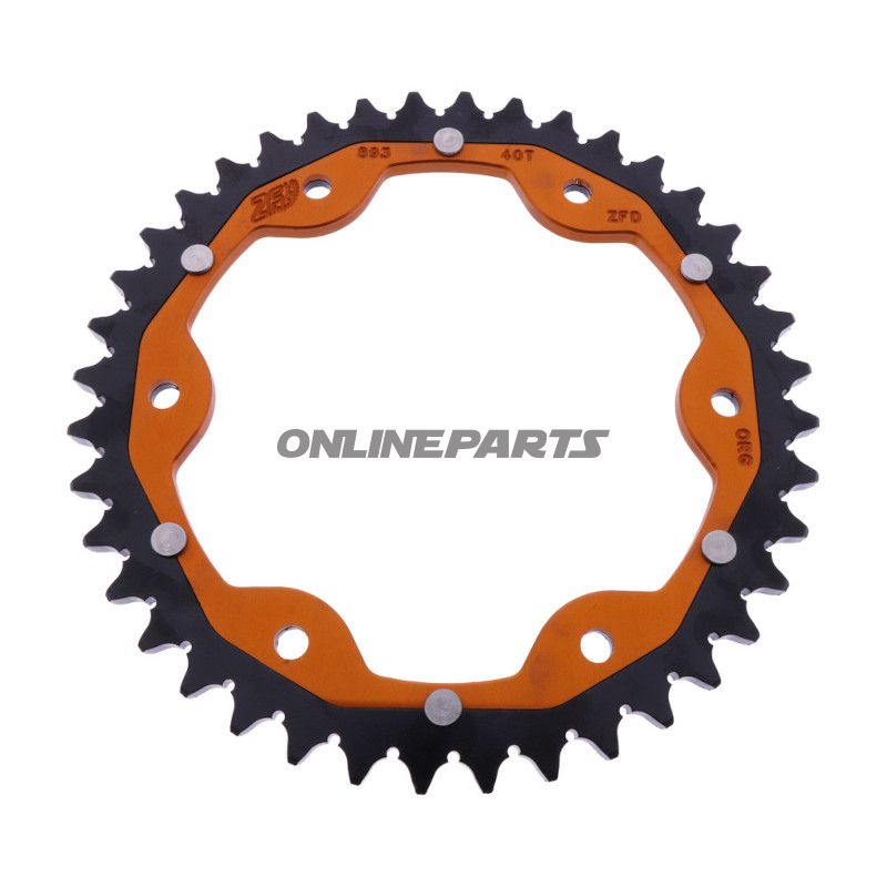 Tandhjul Dual 40T Pitch 525 orange ZF Indvendig diameter 153 Bolt cirkel 155