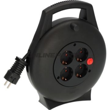 Kabeltromle 10 meter plast 4 stikdåser 230V