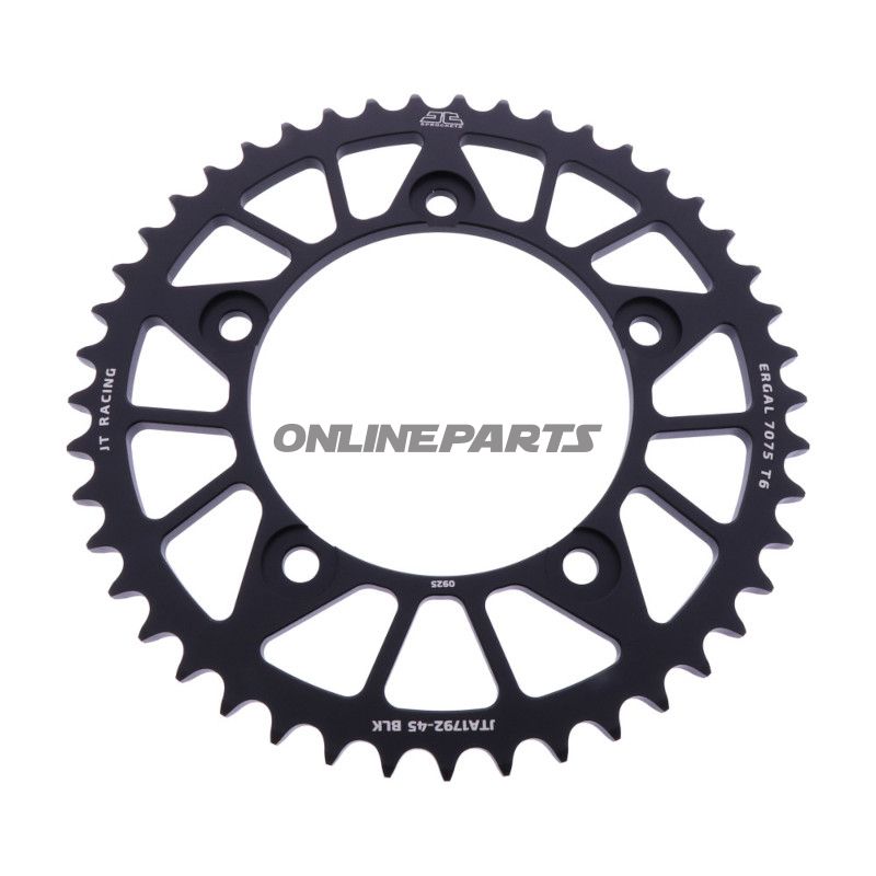 Aluhjul 45T Pitch 525 sort JT Indvendig diameter 120 Bolt cirkel 140