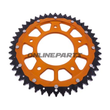 Tandhjul Dual 48T Pitch 530 orange ZF indvendig diameter 098 Bolt Cirkel 140