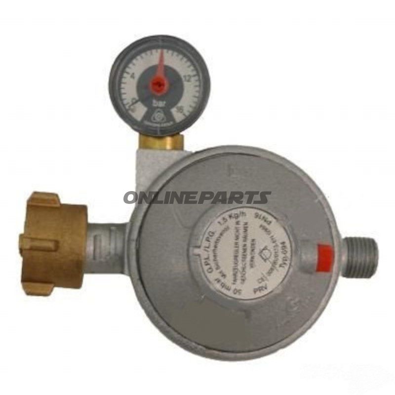 Caravanregulator med manometer 30 MBAR 0.8 kg/H