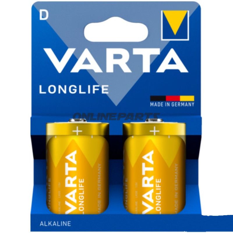 BATTERI D STØRRELSE VARTA TWIN BLISTERPAKKE LONGLIFE LR20