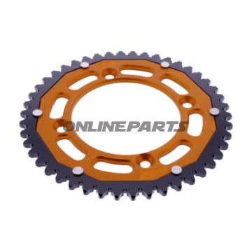 Tandhjul Dual 46T Pitch 420 orange ZF indvendig diameter 098 Bolt Cirkel 118 bl.a. KTM SX 65 