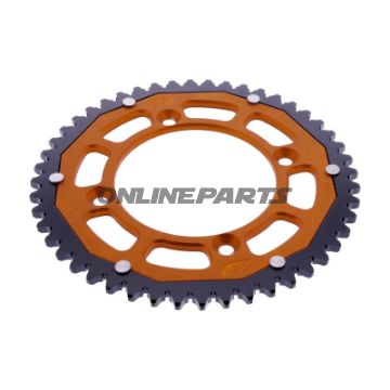 Tandhjul Dual 48T Pitch 420 orange ZF Indvendig diameter 098 Bolt cirkel 118 bl.a. KTM SX 65 