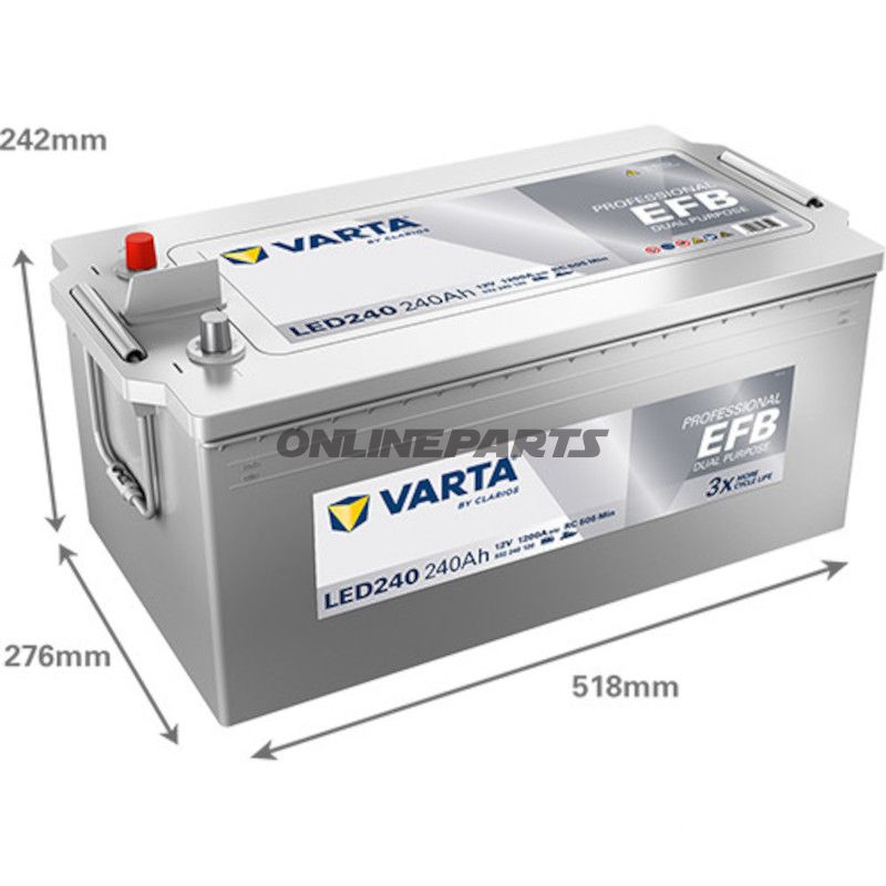 Starter- og forsyningsbatteri 12V240AH EFB ID Professionel dobbelt funktion