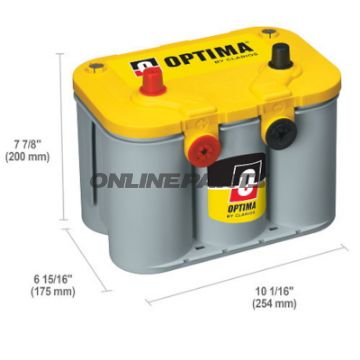 Starter- og forsyningsbatteri 12V 55AH Optima Yellowtop YT og - 4.2