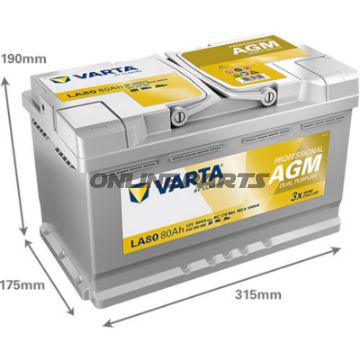 Starter- og forsyningsbatteri 12V 80AH AGM ID Professionel dobbelt funktion