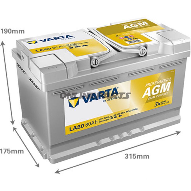 Starter- og forsyningsbatteri 12V 80AH AGM ID Professionel dobbelt funktion