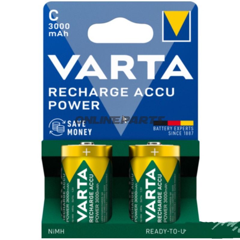 ENHEDS BATTERI C STØRRELSE VARTA TWIN BLISTERPAKKE GENOPLADELIG BATTERISTRØM