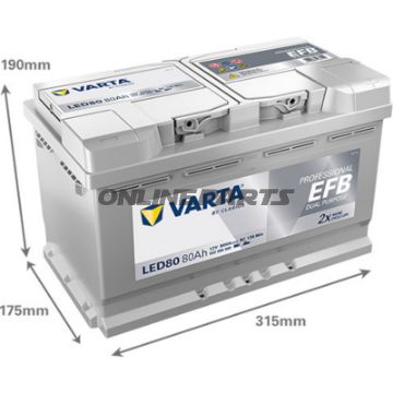 Starter- og forsyningsbatteri 12V 80AH EFB ID Professionel dobbelt funktion