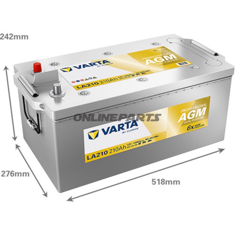 Starter- og forsyningsbatteri 12V210AH AGM ID Professionel Dobbelt Anvendelse