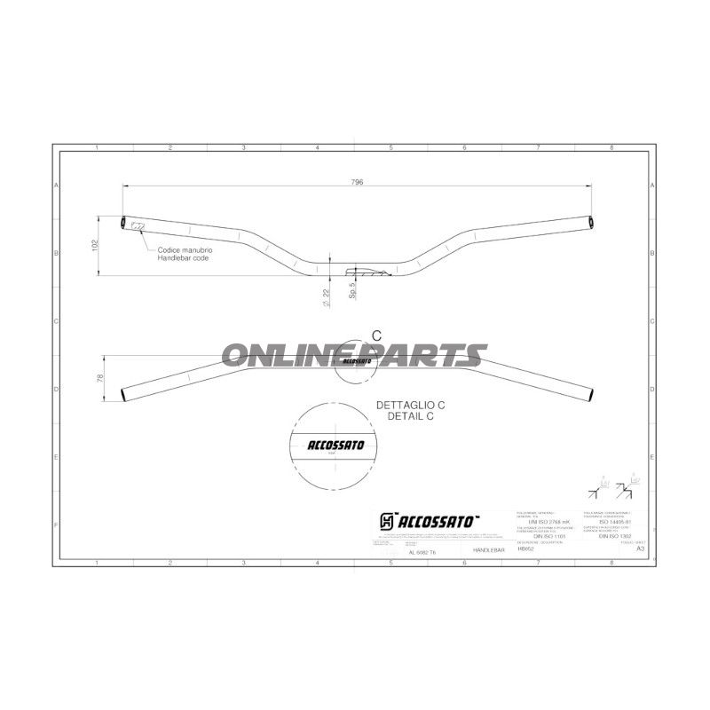 Lenker Alu 22 mm schwarz Accossato