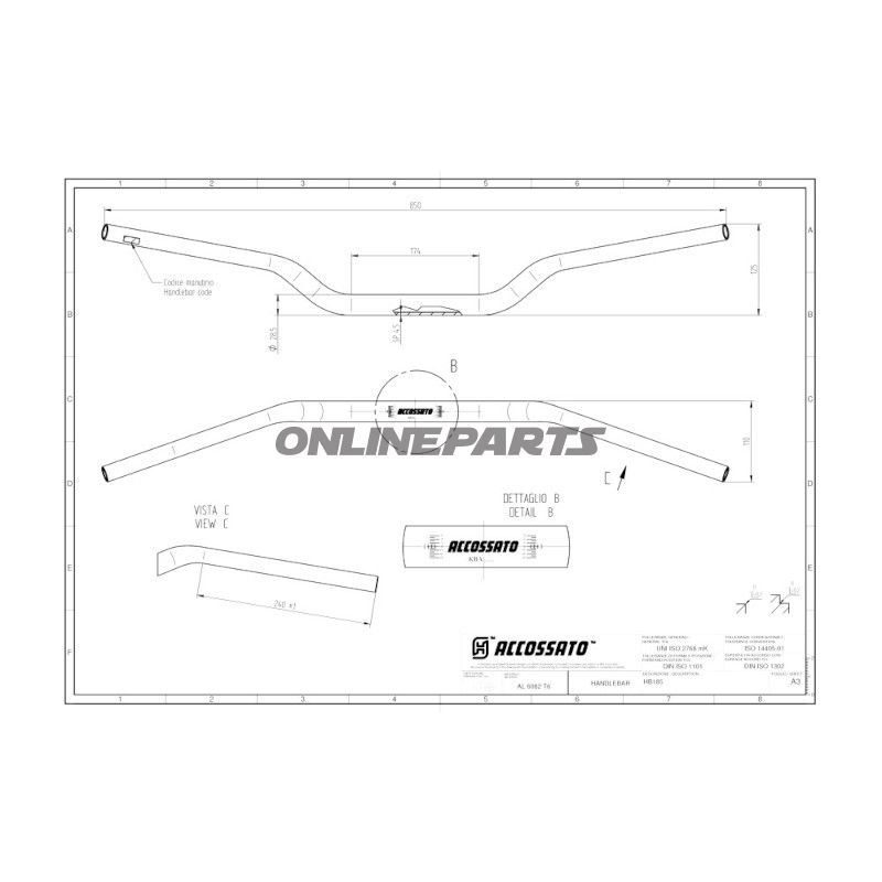 Lenker Alu 28 mm schwarz Accossato